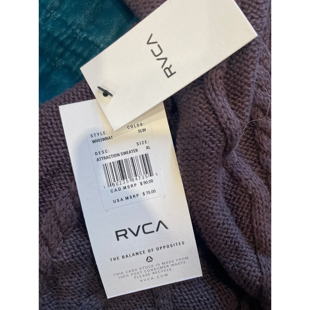 RVCA Attraction Sweater XL‎ Cable Knit Turtleneck Long Sleeve Maroon Women's